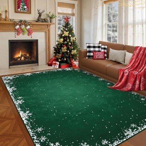 TackView Christmas Rug, Washable Floor Carpet Xmas Snowflake Decorative Indoor Throw Rug, Non-Slip Area Rug for Hallway, Kitchen - 1 of 4