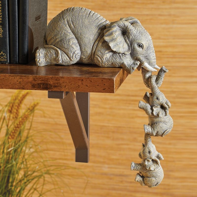 Collections Etc Elephant Family Collectible Figurines - Set of 3 Grey, 2 of 4