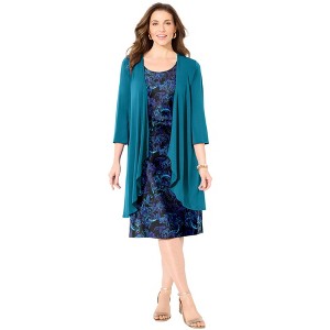 Catherines Soft Knit Jacket Dress - 1 of 3