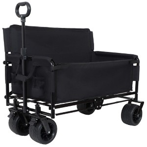 CAVINAS 500lbs Heavy-Duty Folding Wagon Cart,3-in-1 Shopping Cart with Bench Seat & Storage,Wagon for Camping,Sports - 1 of 4