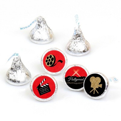 Big Dot of Happiness Red Carpet Hollywood - Movie Night Party Round Candy Sticker Favors - Labels Fit Hershey's Kisses (1 sheet of 108)