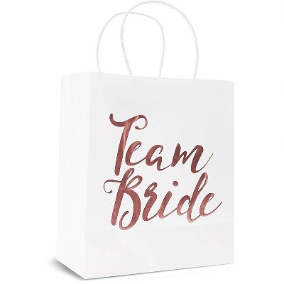 Blue Panda 15-Pack "Team Bride" Rose Gold Foil Bridesmaid Gift Bag for Bridal Party, with Tissue Paper, 8x9 in