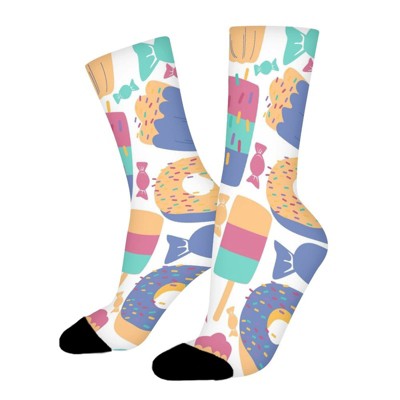 Ice Cream Women Printed Crew Socks Funny Funky Socks Soft Polyester Novelty Gifts for Artists Men