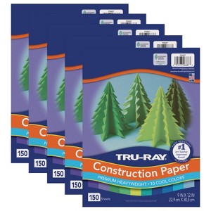 Tru-Ray Construction Paper, Cool Assorted, 9" x 12", 150 Sheets Per Pack, 5 Packs - 1 of 1