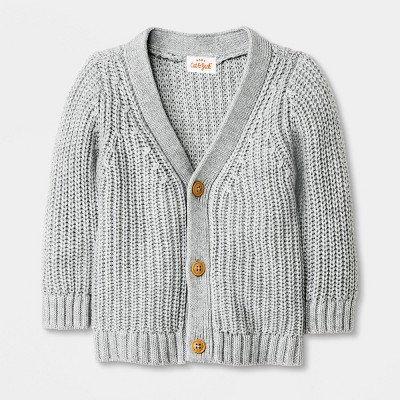 Image of Baby Front-Button Cardigan - Cat & Jack™ Light Gray Newborn