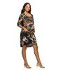 24seven Comfort Apparel Maternity Three Quarter Sleeve Fit and Flare Dress in Green Multi Paisley Print - 2 of 3