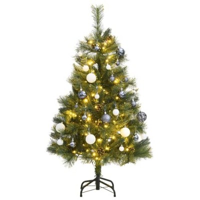 vidaXL Artificial Hinged Christmas Tree with LED Lights & Ball Set - 150 LEDs, Natural PE Tips