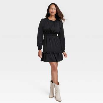 Women's Long Sleeve Satin Dress - Knox Rose™