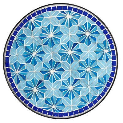Coastal Black & Blue Stars Mosaic Outdoor Accent Tables Set of 2