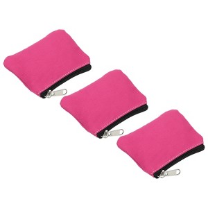 Unique Bargains Canvas Portable Change Coin Purse Pouch with Zipper 3 Pcs - 1 of 4