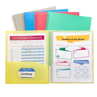 C-Line 8-Pocket Spiral-Bound Poly Portfolio, Assorted Tropic Tones, Single