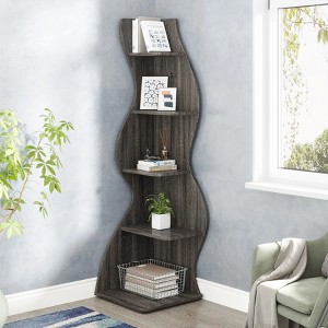 Hommoo 5-Tier Corner Shelf, Modern Wall Corner Bookshelf Bookcase - 1 of 4