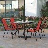 Emma and Oliver 5 Piece Outdoor Dining Set with Tempered Glass Top Patio Table and 4 Flex Comfort Textilene Stacking Chairs - 2 of 4