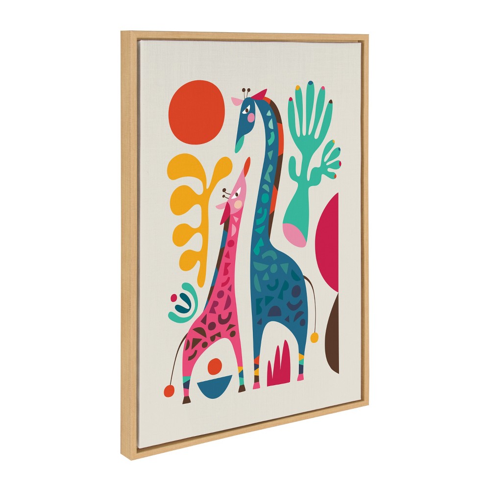 Photos - Other Decoration 23" x 33" Sylvie Giraffe Love Frame Canvas by Rachel Lee of My Dream Wall Natural - Kate & Laurel All Things Decor