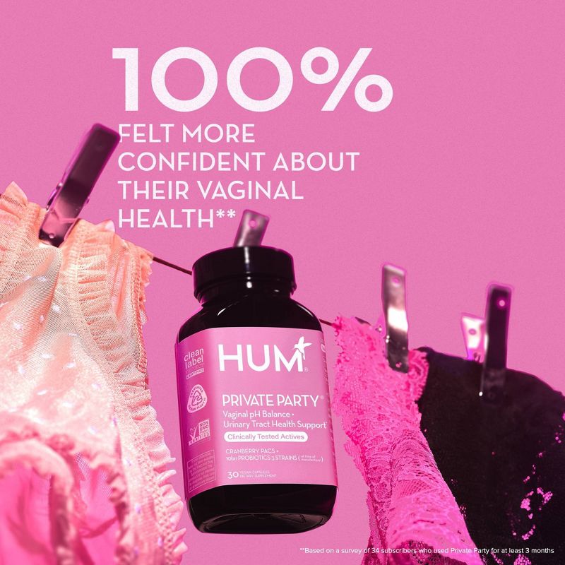 HUM Nutrition Private Party Probiotics Vegan Capsules for Vaginal &#38; Urinary Tract Health - 30ct, 4 of 10
