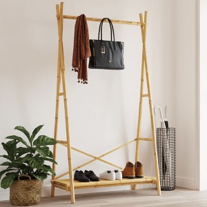 vidaXL Clothes Rack with Shelf 40.2"x19.7"x74.8" Bamboo - 1 of 4
