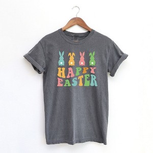 Simply Sage Market Women's Happy Easter Pastel Bunnies Short Sleeve Graphic Tee - 1 of 3
