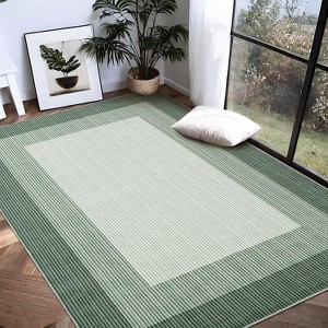 Low-Pile Washable Bordered Area Rug for Living Room Bedroom Dining Room, Non-Slip Stain Resistant Non-Shedding Carpet Geometric Floor Decor - 1 of 4