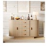 Yellow 47inch Sideboard Buffet Cabinet With Storage  Fluted Coffee Bar Cabinet With 4 Drawers And 2 Arched Sliding Doors  Modern Wood Storage Buffet - 3 of 4