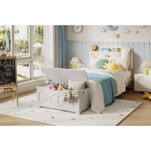 39.4"Storage Chest, Wooden Storage Bench, Modern Style Lift-Top Shoes Bench with Safety Hinge for Entryway, Bedroom, Living Room, Supports 300 Lb - 1 of 4