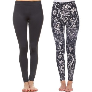 Women's Pack of 2 Leggings - One Size Fits Most - White Mark - 1 of 1