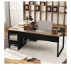 71in Black L Shaped Desk Executive Desk With Power Outlets With File Cabinet For Home - 2 of 4