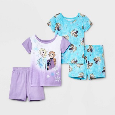 Frozen Toddler Girls Elsa 4pc Snug Fit Pajama Short Set Size 2T 3T 4T 