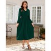 Womens Fall Dress Long Sleeve Ruffle V Neck Dress Elastic Waist Maternity Friendly Maxi Dress S-2XL - 3 of 4