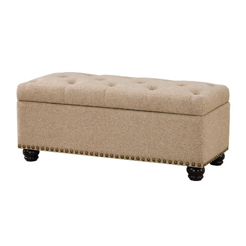 Breighton Home Eleganza Storage Ottoman Bench Tan Fabric Target