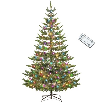 HOMCOM 9ft Artificial Sparse Cedar Christmas Tree with LED Lights, Remote Control and Steel Base