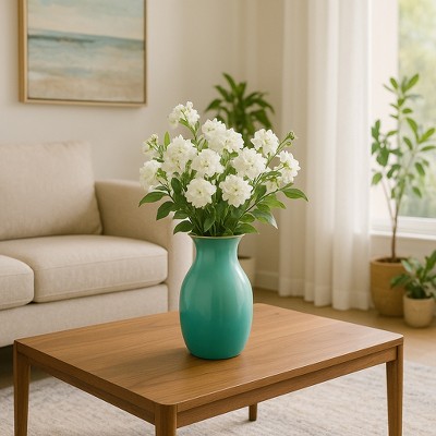 Ceramic Vase for Home Decor - Decorative Vase for Bedroom, Office Shelf, or Table Display - Modern Flower Vase with Sculptural Style - 9", Green