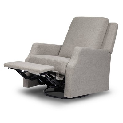 Eco-Weave Performance Grey Swivel Recliner with Velvet Accents