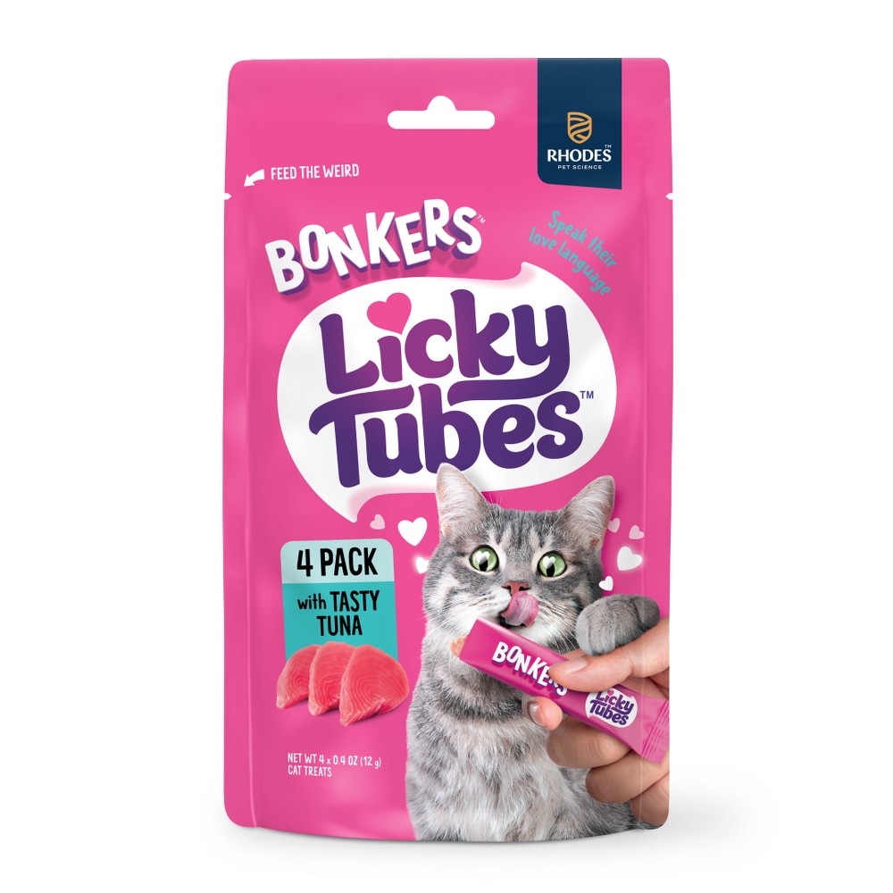 Bonkers Licky Tubes Tuna Flavored Wet Cat Treats - 4 Tubes