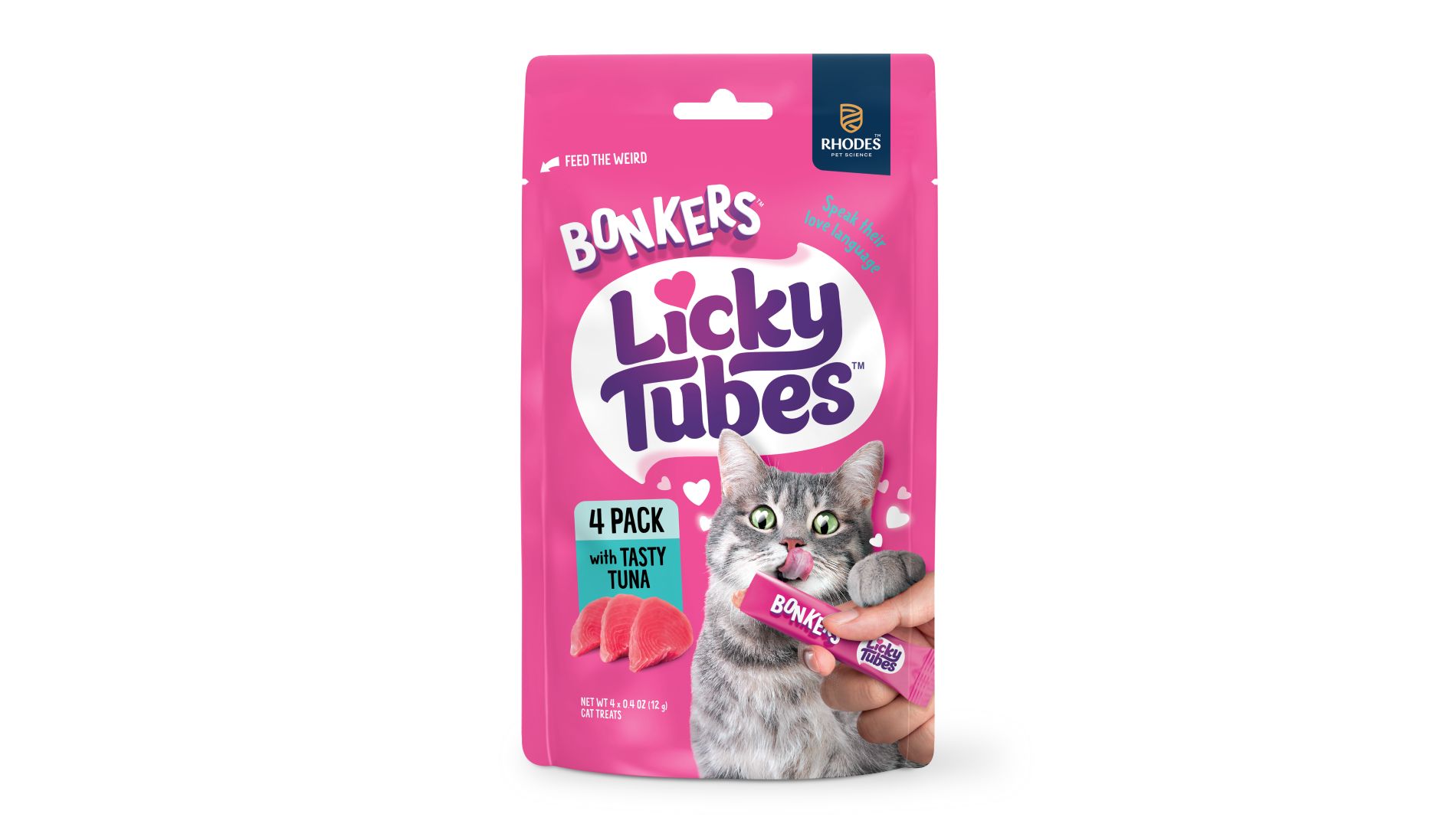 Bonkers Licky Tubes, Wet Tasty Tuna Flavored Cat Treats, 4 Tubes