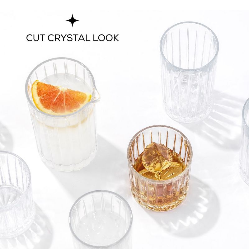 JoyJolt Alina Ribbed Cocktail Mixing Glass Pitcher - 20 oz Modern Art Deco Cocktail Stirring Glass, 5 of 7