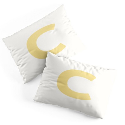 Deny Designs Standard April Lane Art Block Yellow Monogram C Microfiber Printed Pillow Sham
