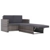 VidaXL 2 Piece Patio Lounge Set with Cushions Poly Rattan Gray - 3 of 4