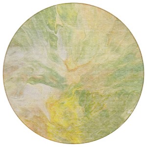 Green And Yellow Abstract Washable Indoor Outdoor Area Rug - 1 of 4
