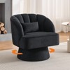 Modern Swivel Barrel Accent Chair, 360 Degree Velvet Upholstered Armchair with Striped Backrest & Plush Padding - 3 of 4