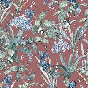 Veer Decor Mint Birds and Dragonflies Botanical Wallpaper - 1 of 4