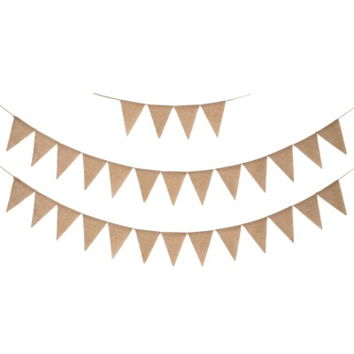 Unique Bargains Birthday Parties Halloween Decoration Cotton and Linen Burlap Triangle Flag Banner Cream 30 Pcs