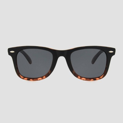 Women's Tortoise Shell Print Surfer Shade Sunglasses with Smoke Polarized Lenses - A New Day™ Black