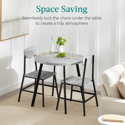 Gray Engineered Wood and Metal 3-Piece Round Dining Set