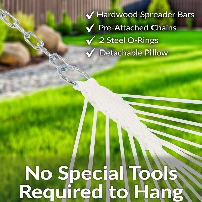 Extra-Large Woodland Stripe Quilted Polyester Hammock with Hardwood Spreader Bars