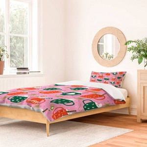 Deny Designs Twin/ Twin Extra Long Insvy Design Studio Cocoa Cookies Duvet Cover and Pillow Sham Green - 1 of 4