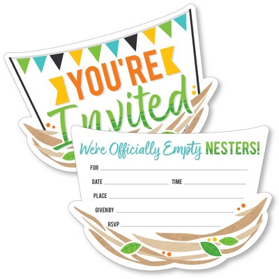 Big Dot of Happiness Empty Nesters - Shaped Fill-In Invitations - Empty Nest Party Invitation Cards with Envelopes - Set of 12