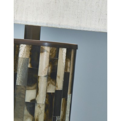 Ellford Black and Brown Mosaic Table Lamp with Drum Shade