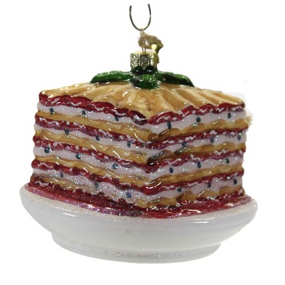 Holiday Ornament 3.5" Lasagna Plate Savory Italian Cheese Sauce  -  Tree Ornaments