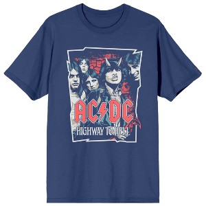 ACDC Highway To Hell Crew Neck Short Sleeve Navy Women's T-shirt - 1 of 3