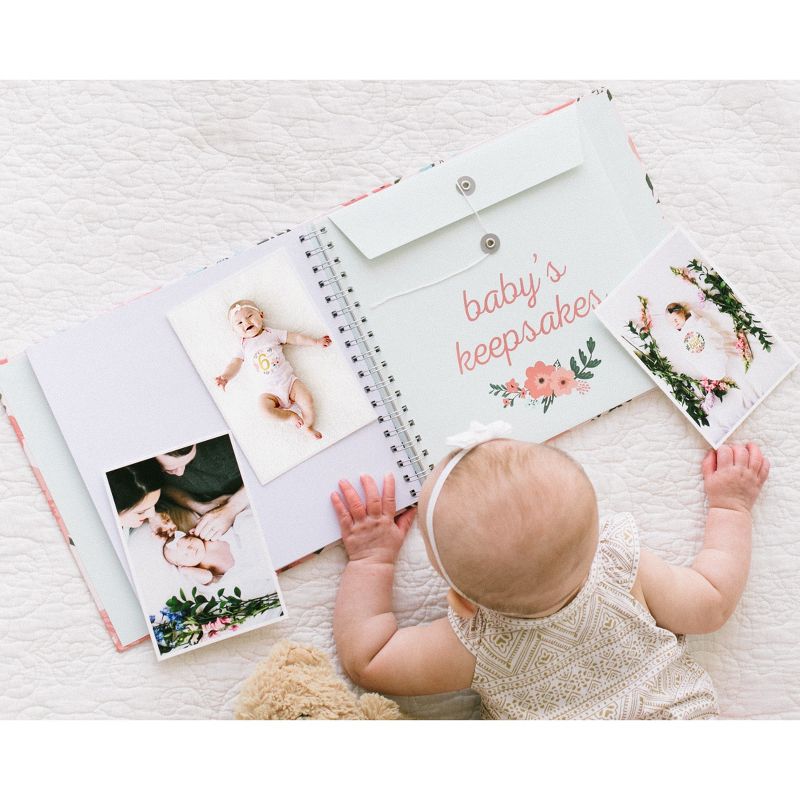 Pearhead Baby Memory Book and Baby Belly Sticker Set Floral Photo and Scrapbook Albums, 2 of 9